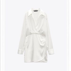 Zara White Satin Mini Dress